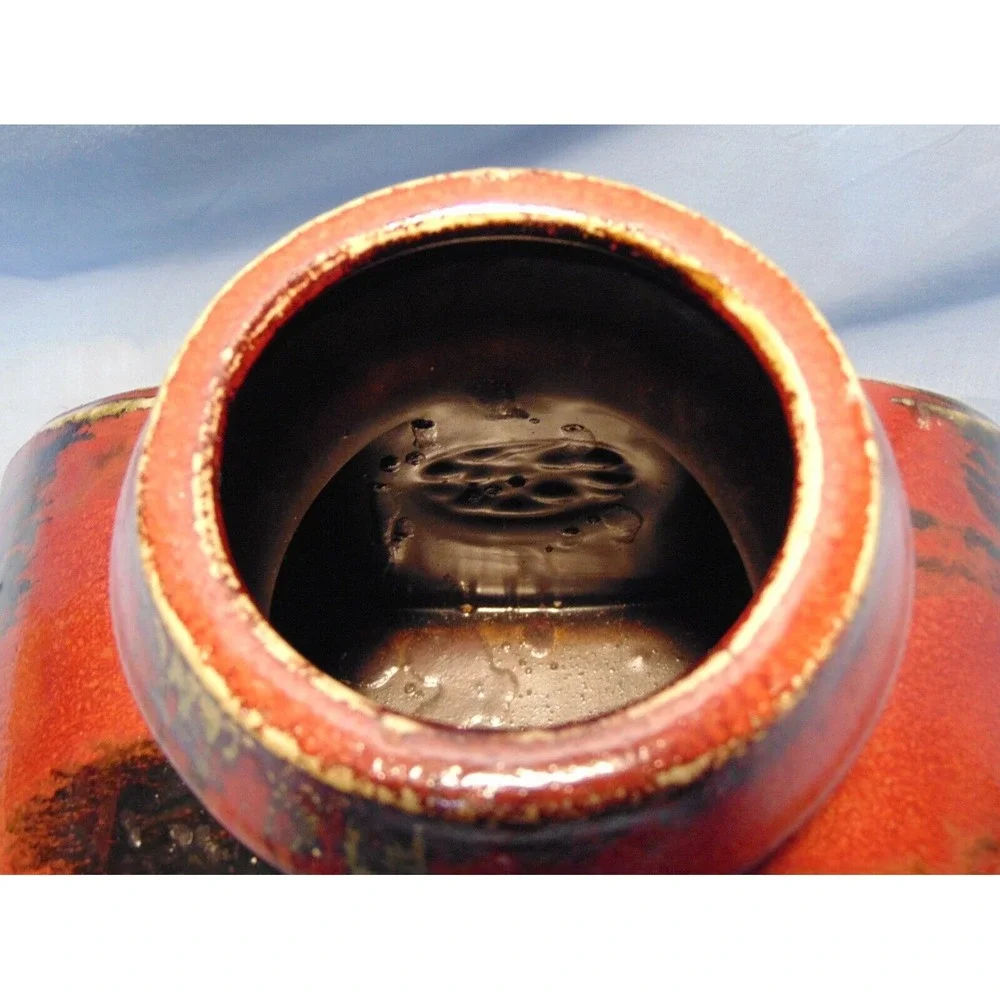 Large Medallion Flambe Oxblood Glaze Chinese Porcelain Ceramic Pottery Vase Set‎
